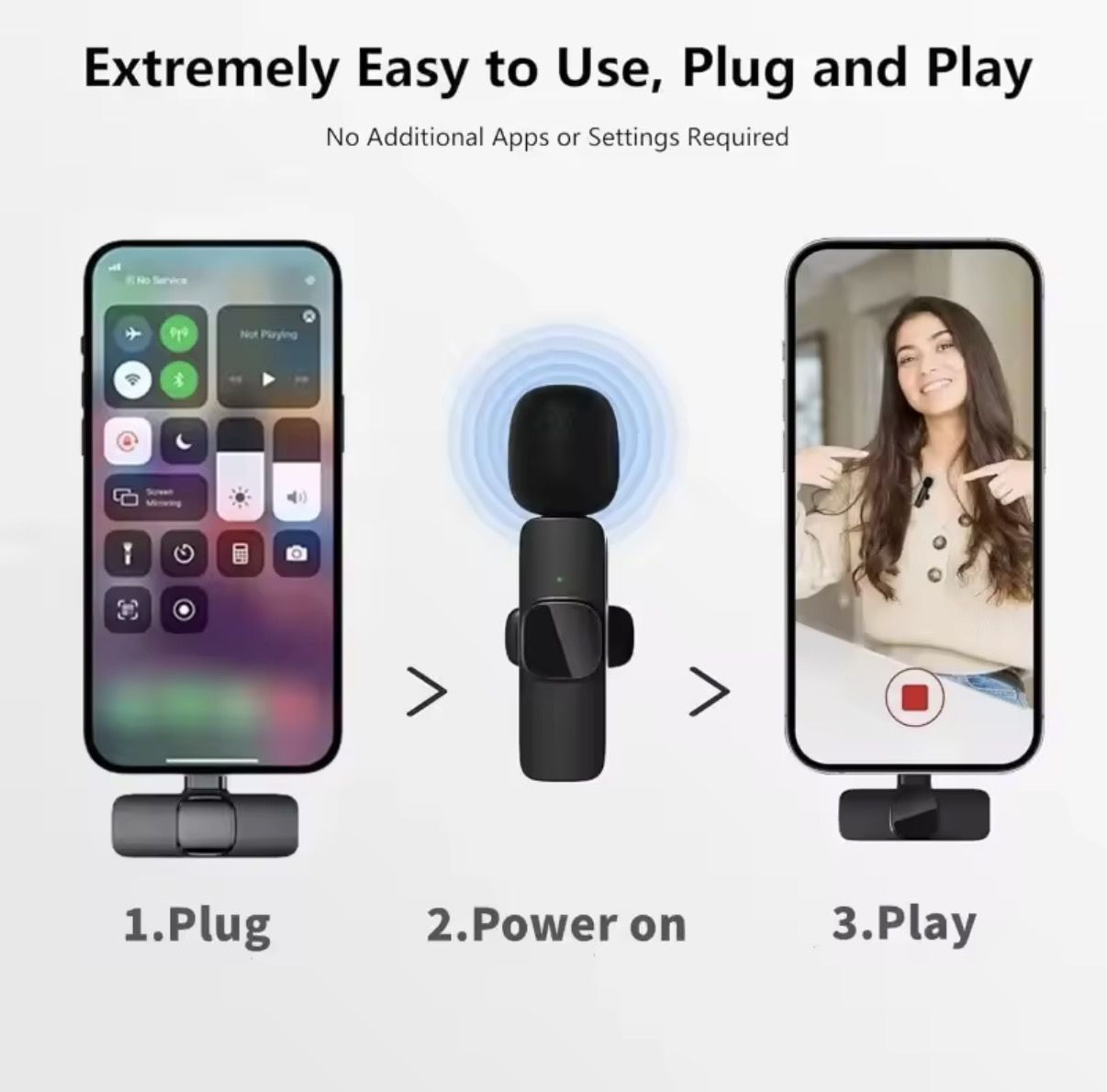 Microphone Lavalier sans fil pour smartphones Type-C