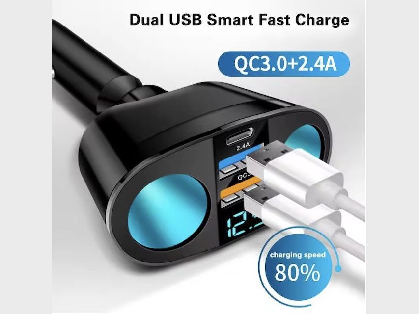 Adaptateur de chargeur de voiture à affichage numérique