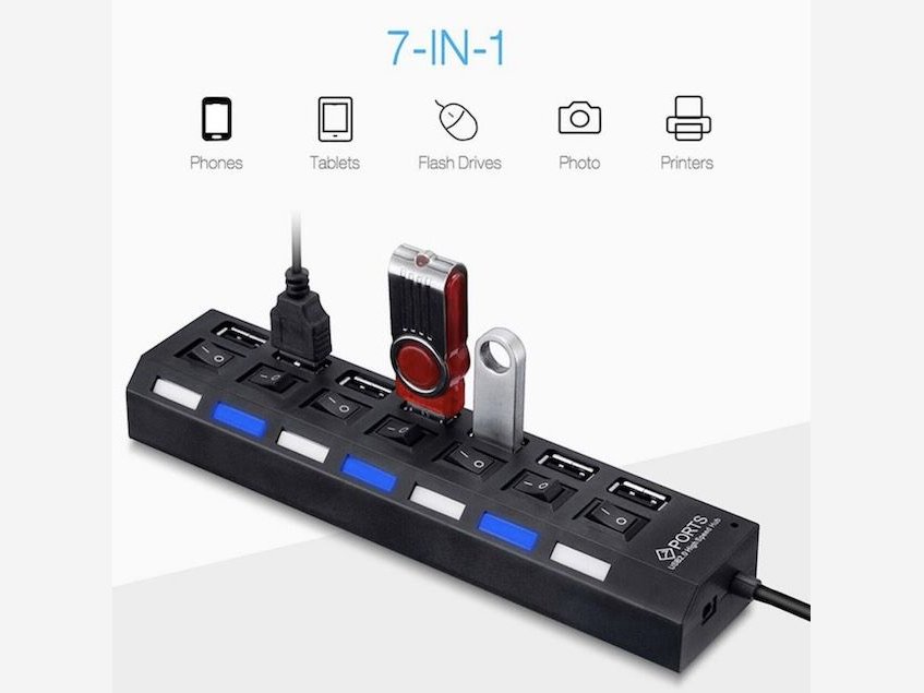 HUB USB 7 Ports avec interrupteur