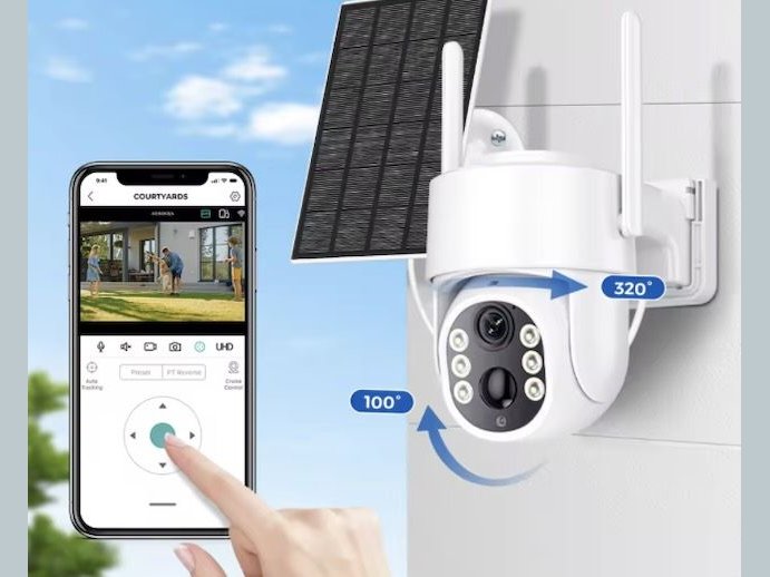 Caméra de surveillance extérieure solaire PTZ IP WiFi HD 4MP