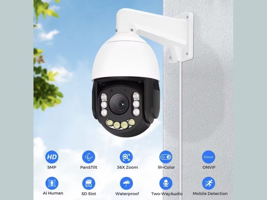 Caméra de surveillance extérieure solaire PTZ IP WiFi HD 4MP
